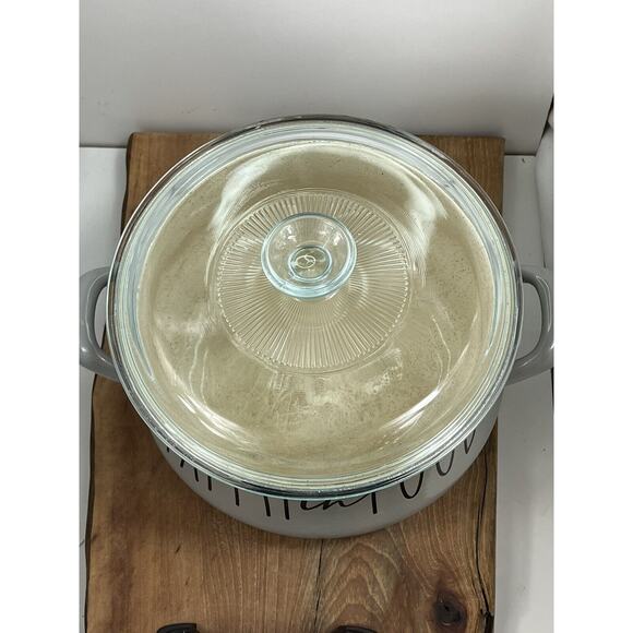 CHEFS ATELIER Light Grey 4.8 QT ENAMELED STEEL Pot “Faith in Food” Lid Cast - Picture 12 of 12